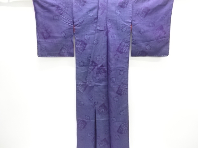  大正ロマン　色紙に風景模様織り出し着物